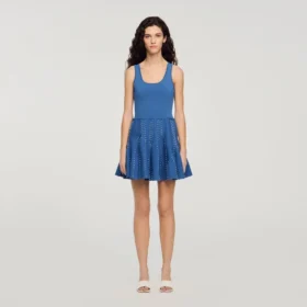 Beaded knit mini dress