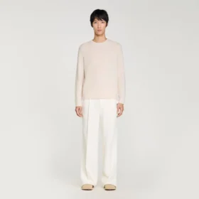 Crew-neck sweater in seed stitch