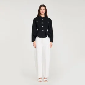 Cropped ruffled peplum jacket