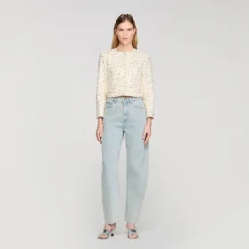 Cropped sequinned cotton jacket