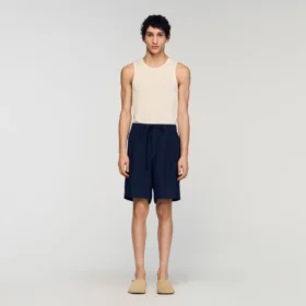 Elastic waist linen shorts