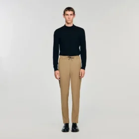 Elasticated straight-leg trousers