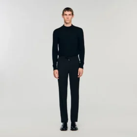 Elasticated straight-leg trousers
