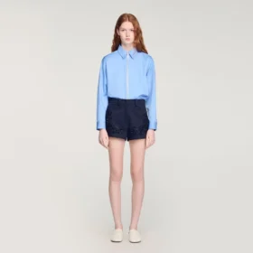 Embroidered cotton shorts