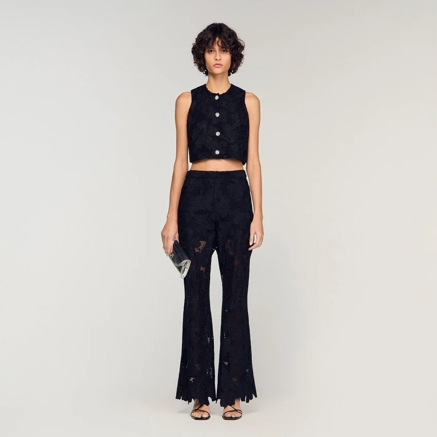 Embroidered guipure crop top Embroidered guipure crop top