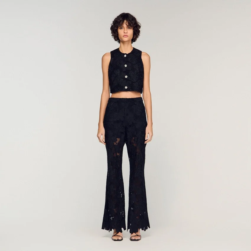 Embroidered guipure crop top Embroidered guipure crop top
