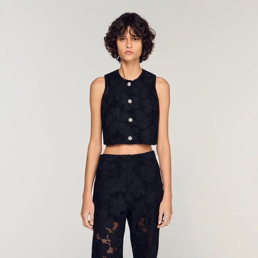 Embroidered guipure crop top Embroidered guipure crop top