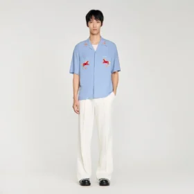 Embroidered horse loose-fit shirt