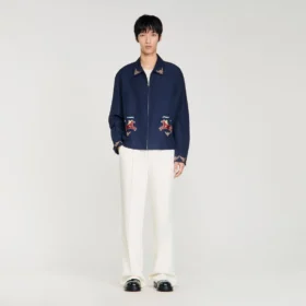 Embroidered wing collar jacket