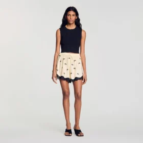 Floral embroidered shorts