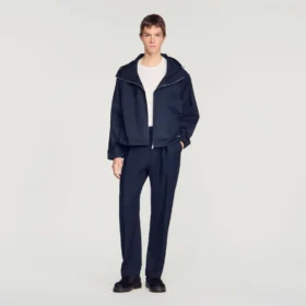 Hooded zip-up cotton jacket