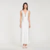 Jewel satin-effect maxi dress