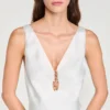 Jewel satin-effect maxi dress