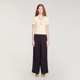 Jewelled cropped cotton T-shirt