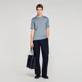 Knitted polo shirt with zip collar Knitted polo shirt with zip collar