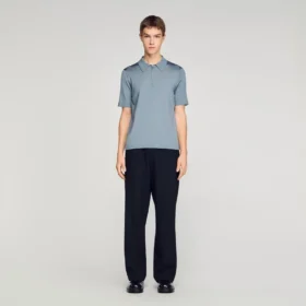 Knitted polo shirt with zip collar Knitted polo shirt with zip collar