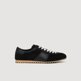 Leather and suede low-top sneakers