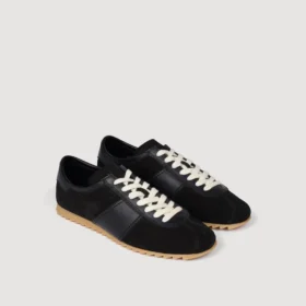 Leather and suede low-top sneakers