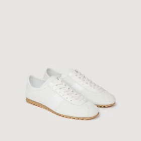 Leather and suede low-top sneakers