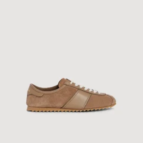 Low-top leather and suede sneakers