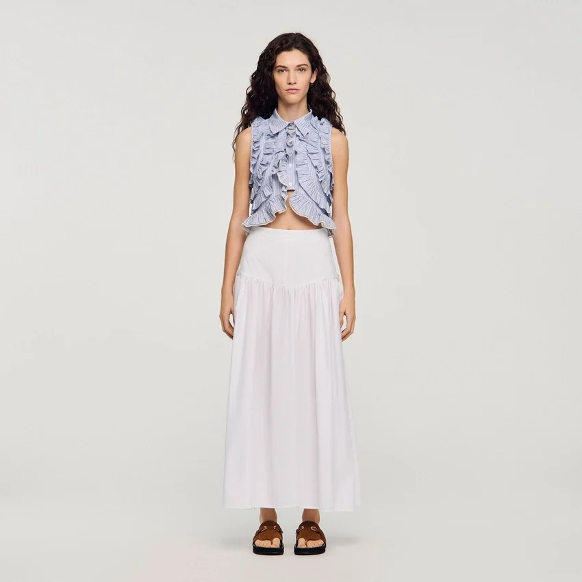 Maxi poplin skirt with ties Maxi poplin skirt with ties