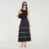 Maxi ruffled rhinestone skirt