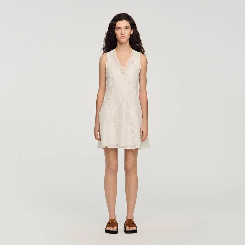 Mini trimmed linen dress Mini trimmed linen dress