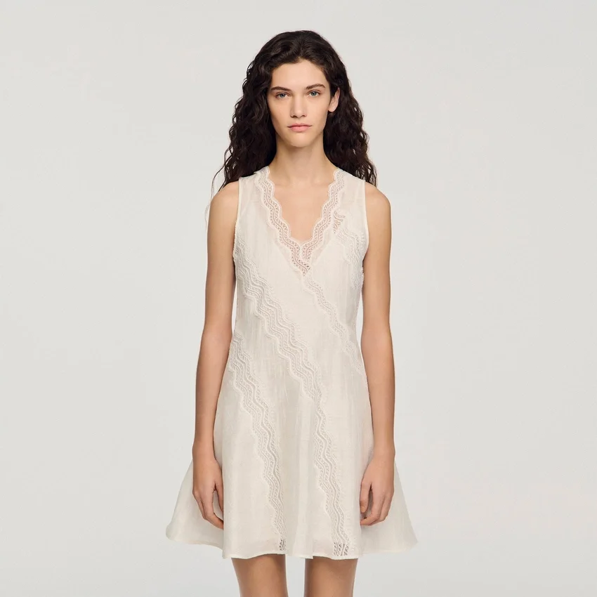 Mini trimmed linen dress Mini trimmed linen dress