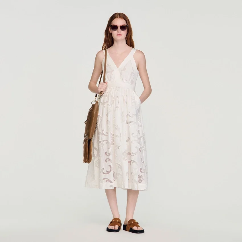 Openwork floral cotton midi dress Openwork floral cotton midi dress