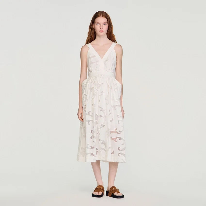 Openwork floral cotton midi dress Openwork floral cotton midi dress