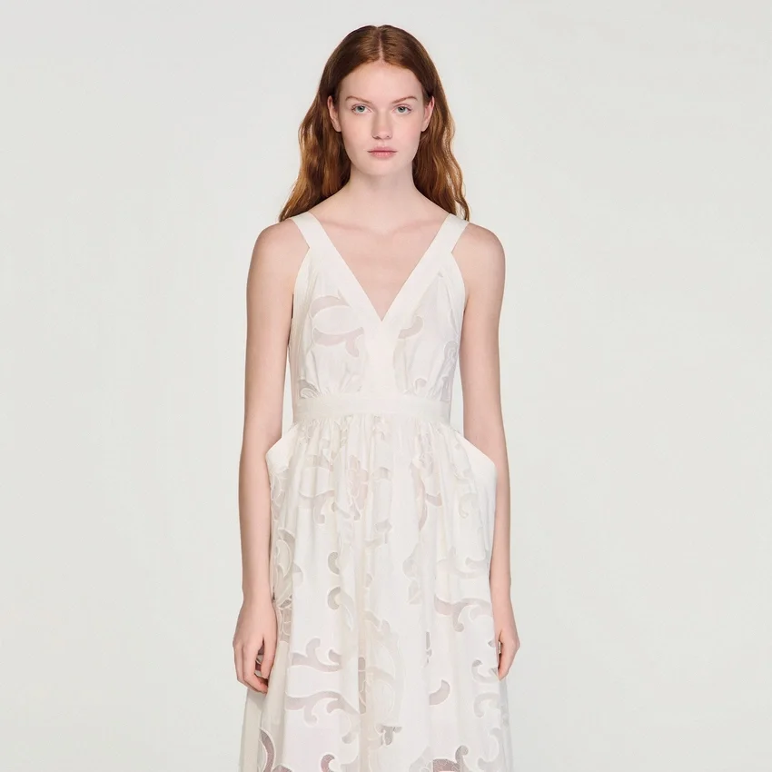 Openwork floral cotton midi dress Openwork floral cotton midi dress
