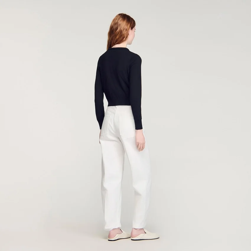 Padded round neck cropped cardigan Padded round neck cropped cardigan