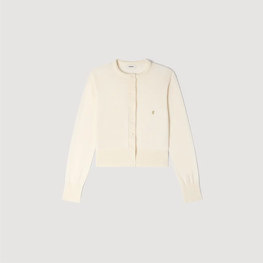 Padded round neck cropped cardigan Padded round neck cropped cardigan