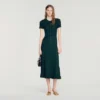Pointelle knit midi dress
