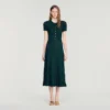 Pointelle knit midi dress