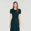 Pointelle knit midi dress