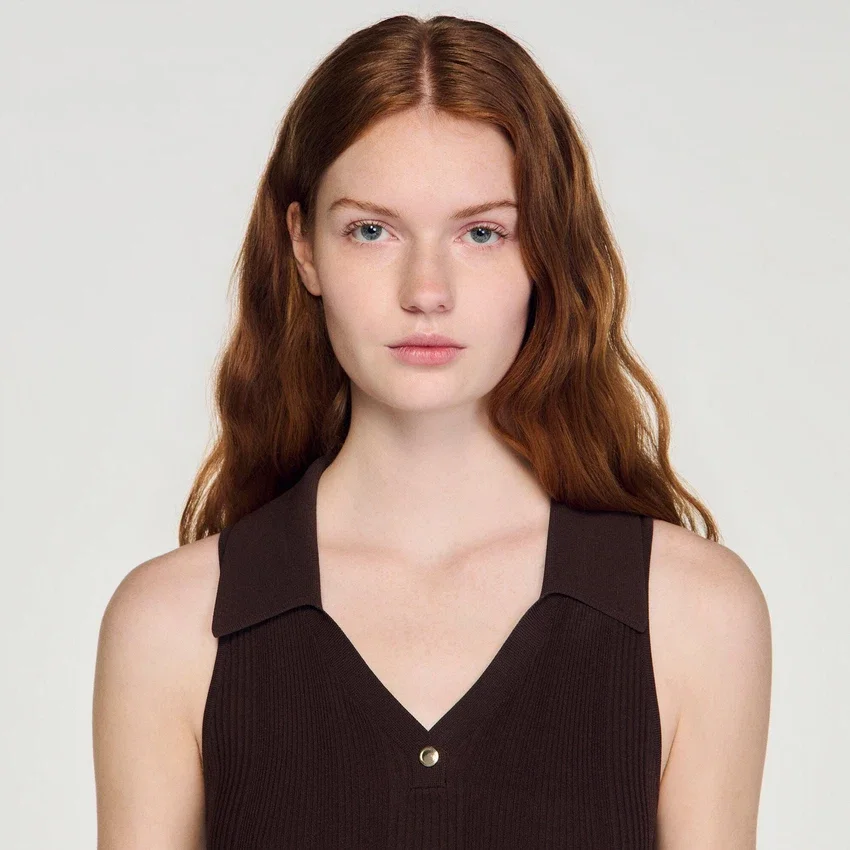 Ribbed knit polo bodysuit Ribbed knit polo bodysuit