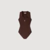 Ribbed knit polo bodysuit Ribbed knit polo bodysuit