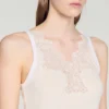 Ribbed vest top with lace