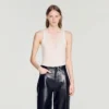 Ribbed vest top with lace