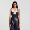 Ribbed vest top with lace Ribbed vest top with lace