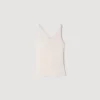 Ribbed vest top with lace
