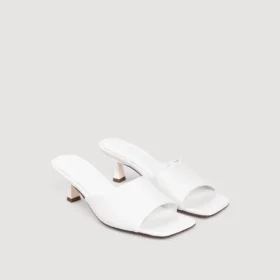 Smooth leather heeled mules