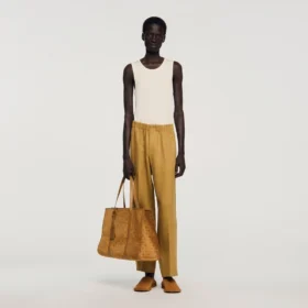 Split leather shopping bag