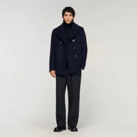 Straight-fit wool-blend coat