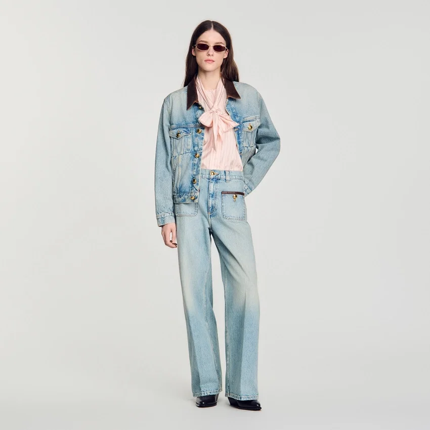 Straight-leg leather detail jeans Straight-leg leather detail jeans