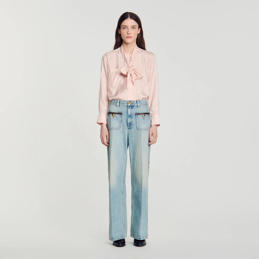 Straight-leg leather detail jeans Straight-leg leather detail jeans