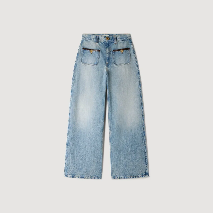 Straight-leg leather detail jeans Straight-leg leather detail jeans