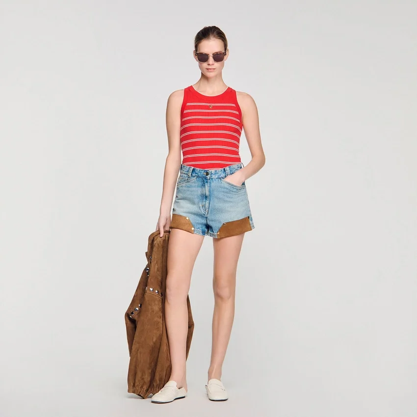 Striped ribbed vest top Striped ribbed vest top