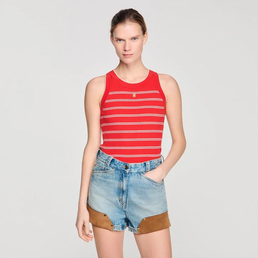 Striped ribbed vest top Striped ribbed vest top